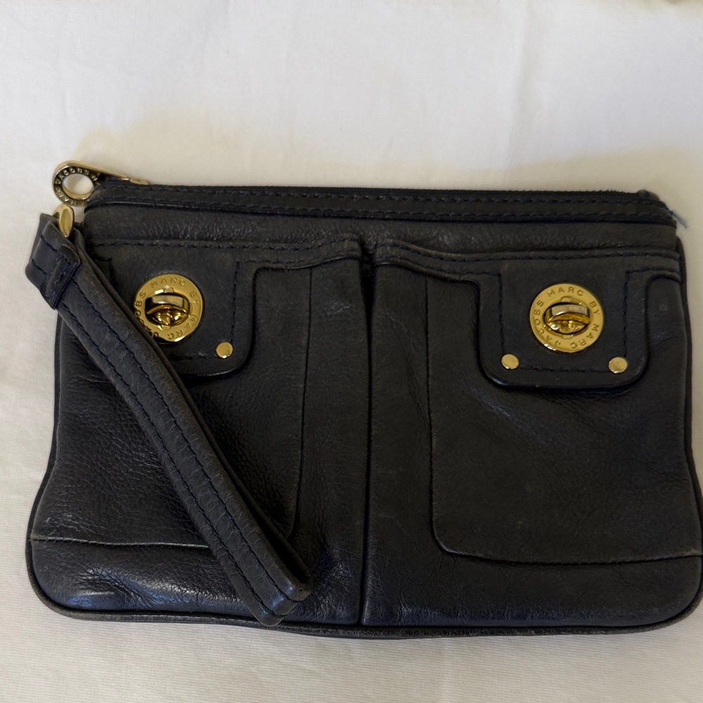 Marc by Marc Jacobs Dark Blue Leather Wristlet Clutch